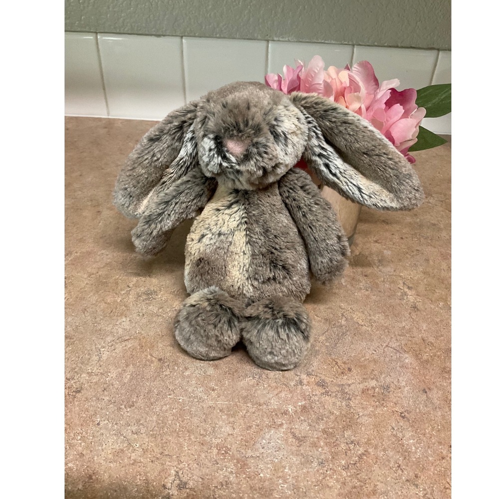 Jellycat London Bashful Cottontail Bunny Medium Mottled Grey Plush Rabbit 12"
